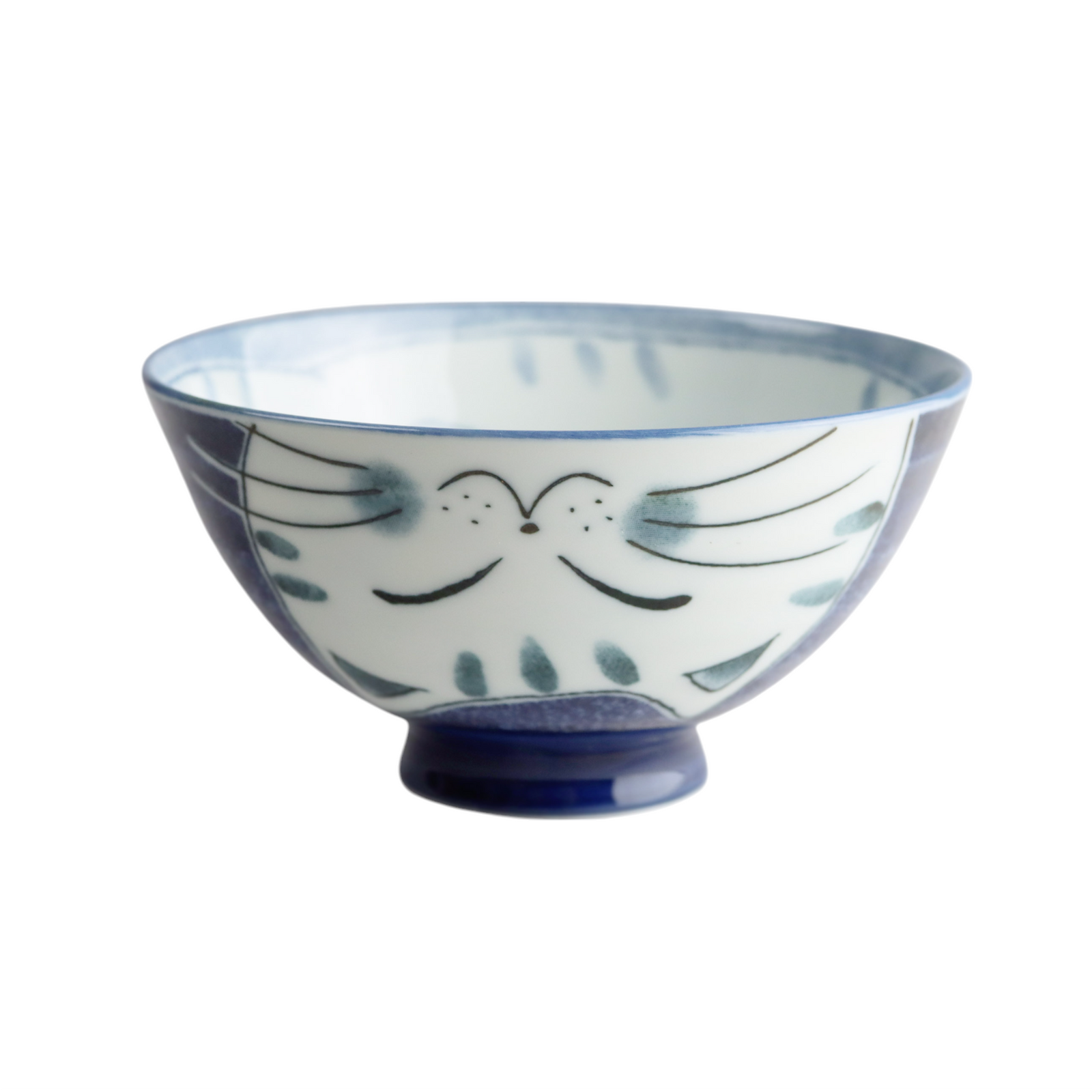 Smiley Cat - Blue - Porcelain Rice Bowl