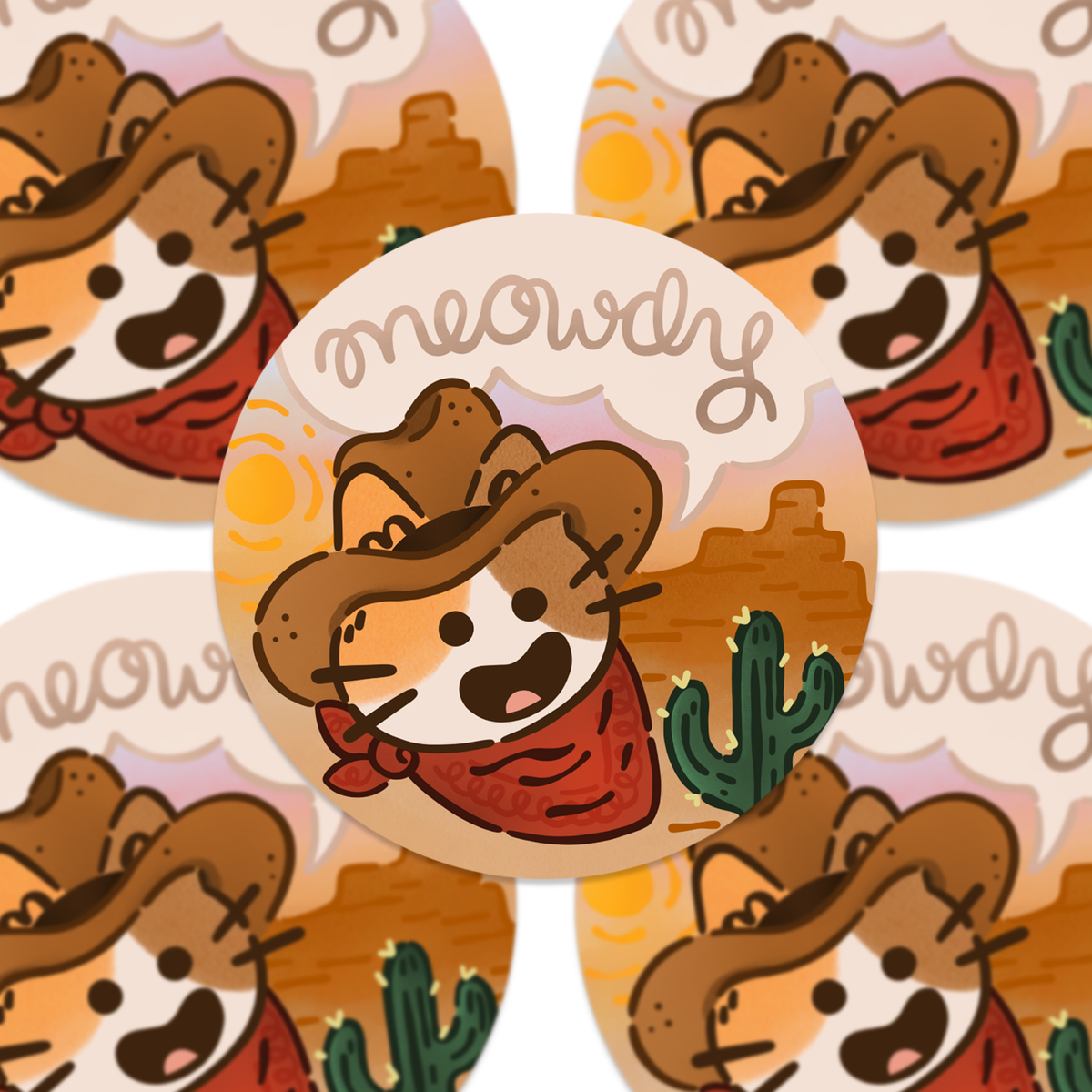 Meowdy Purrtner - Round Sticker