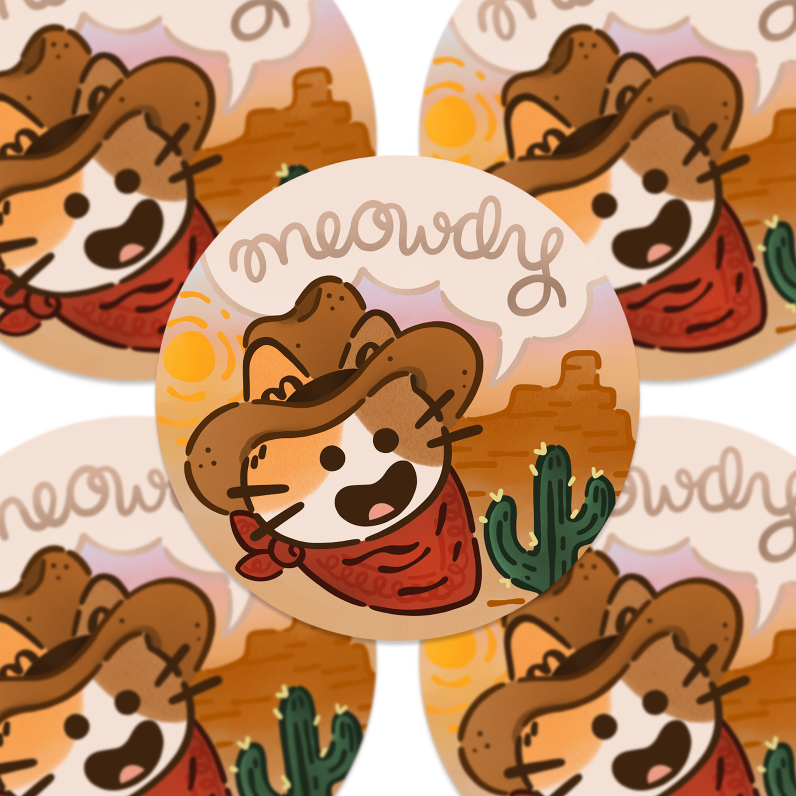 Meowdy Purrtner - Round Sticker