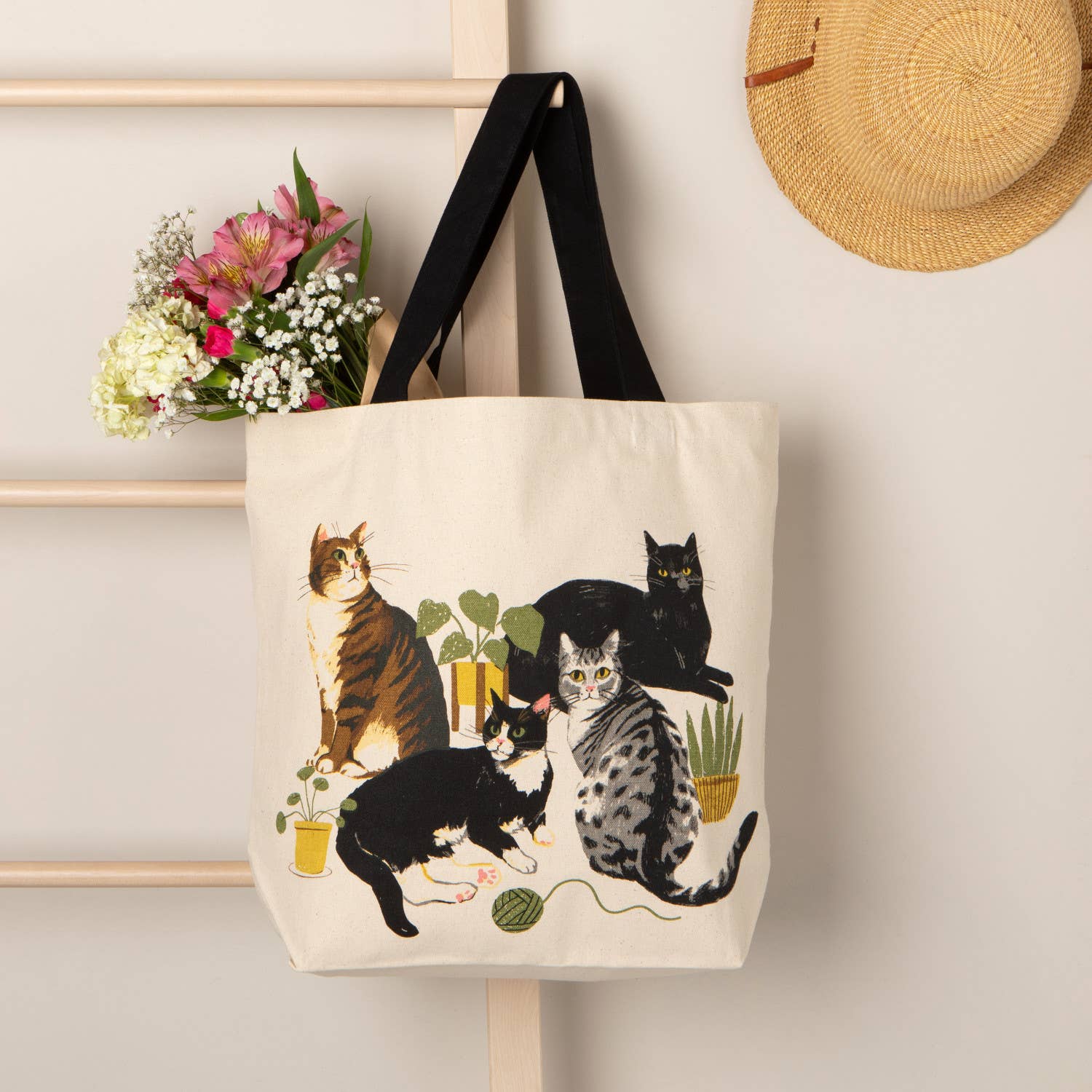 Cats & Plants - Cotton Tote Bag