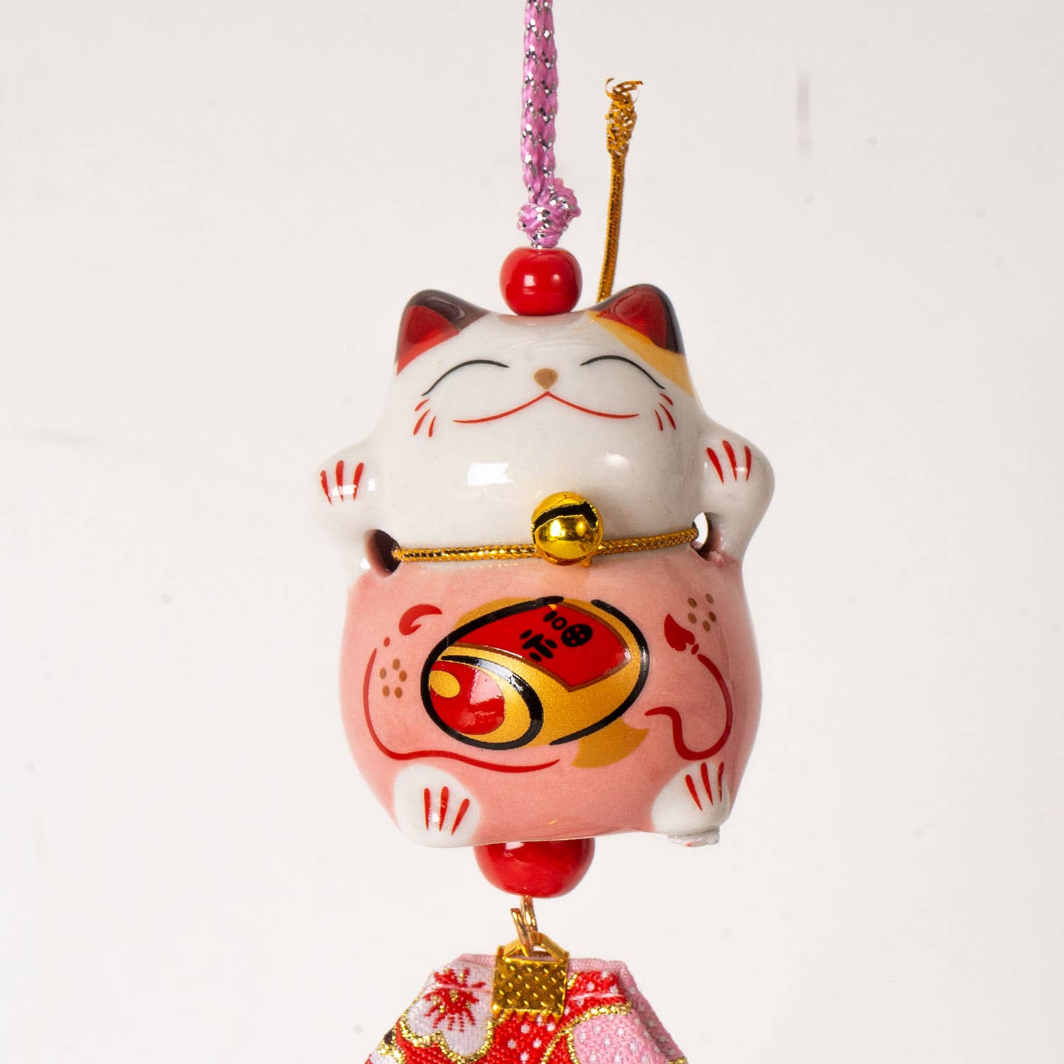 Maneki Neko Pink Lucky Cat - Hanging Charm