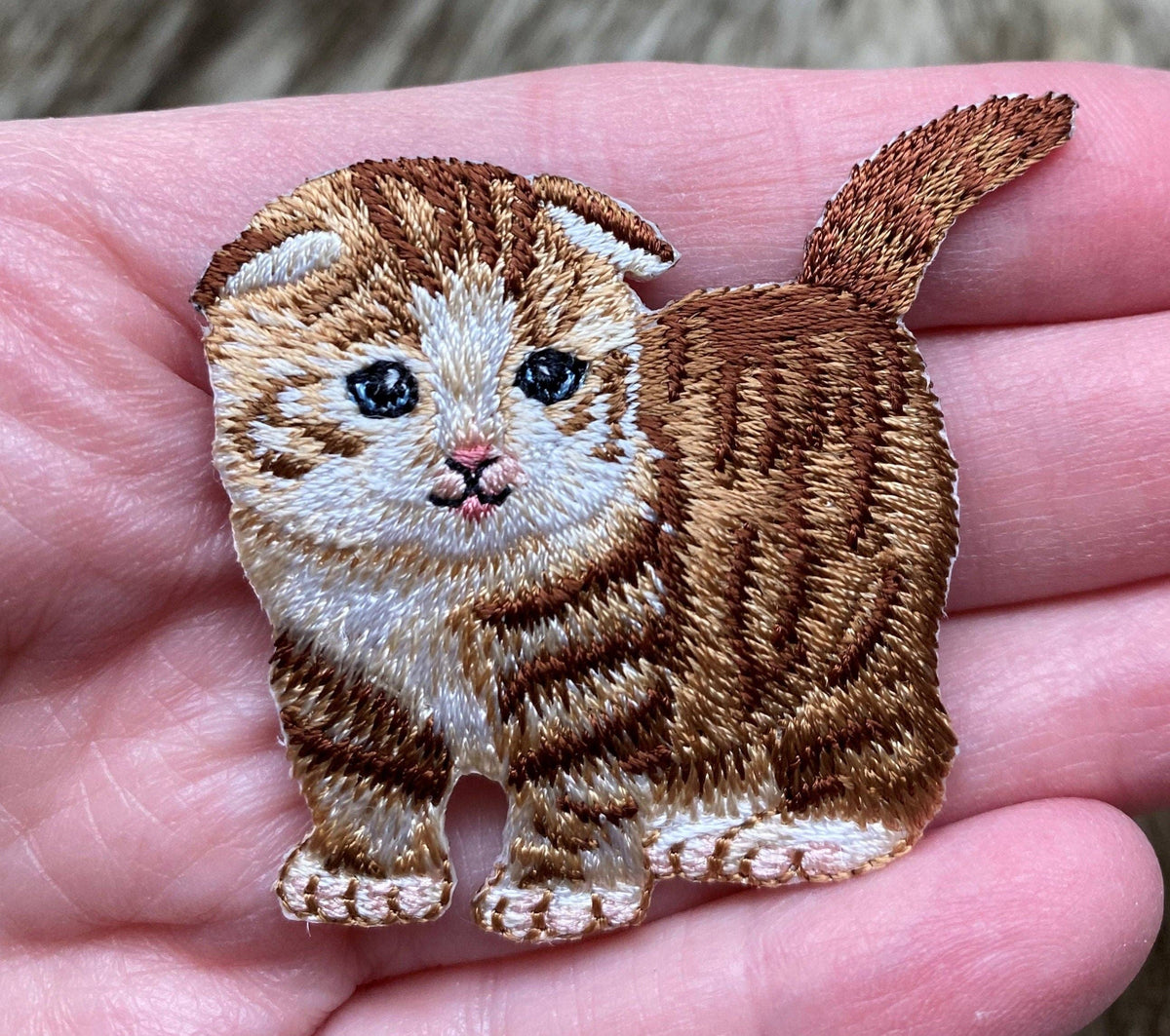 Scottish Fold Orange Tabby Cat - Embroidered Iron on Patch