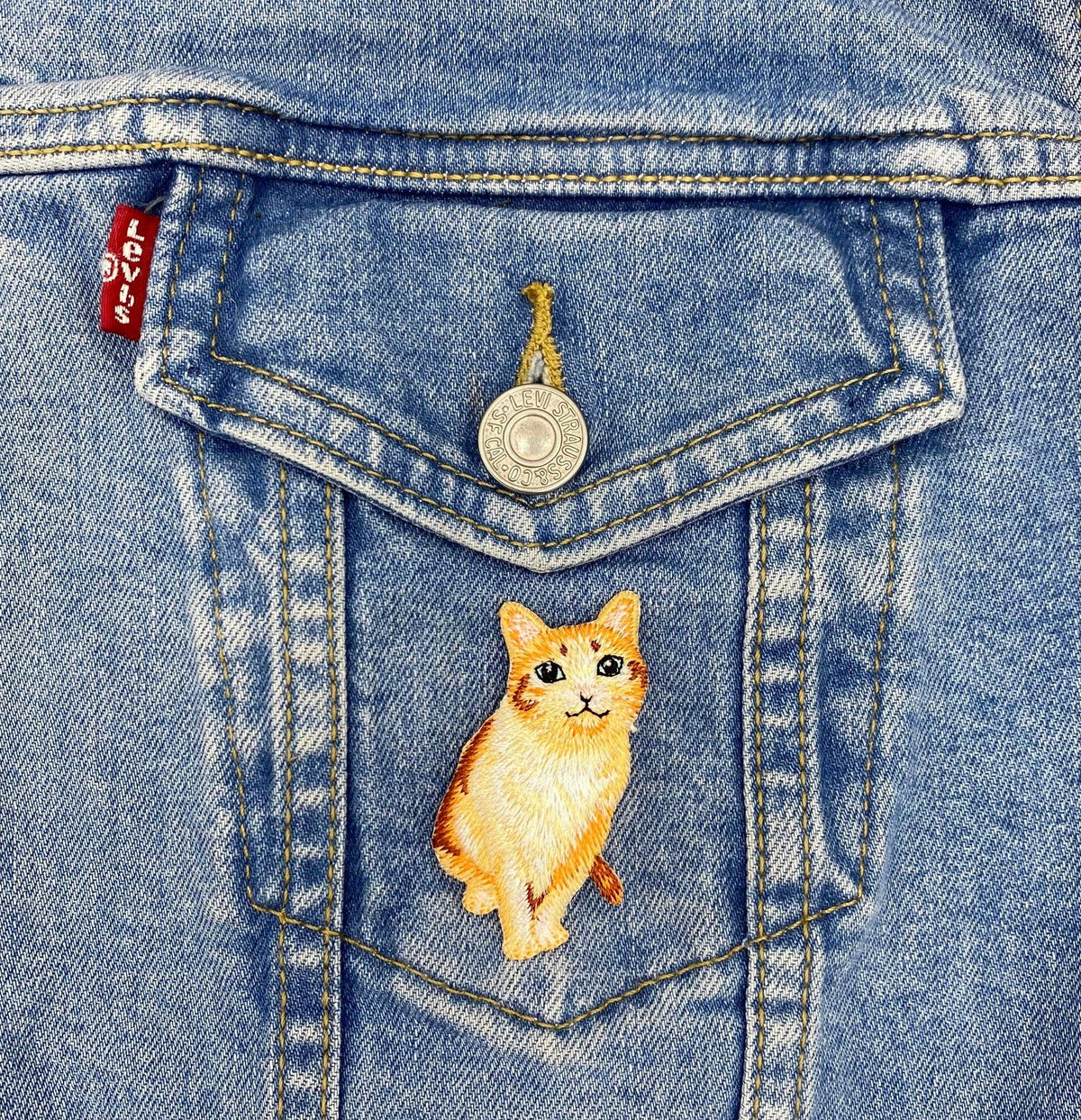 Realistic Orange Tabby Cat - Embroidered Iron on Patch