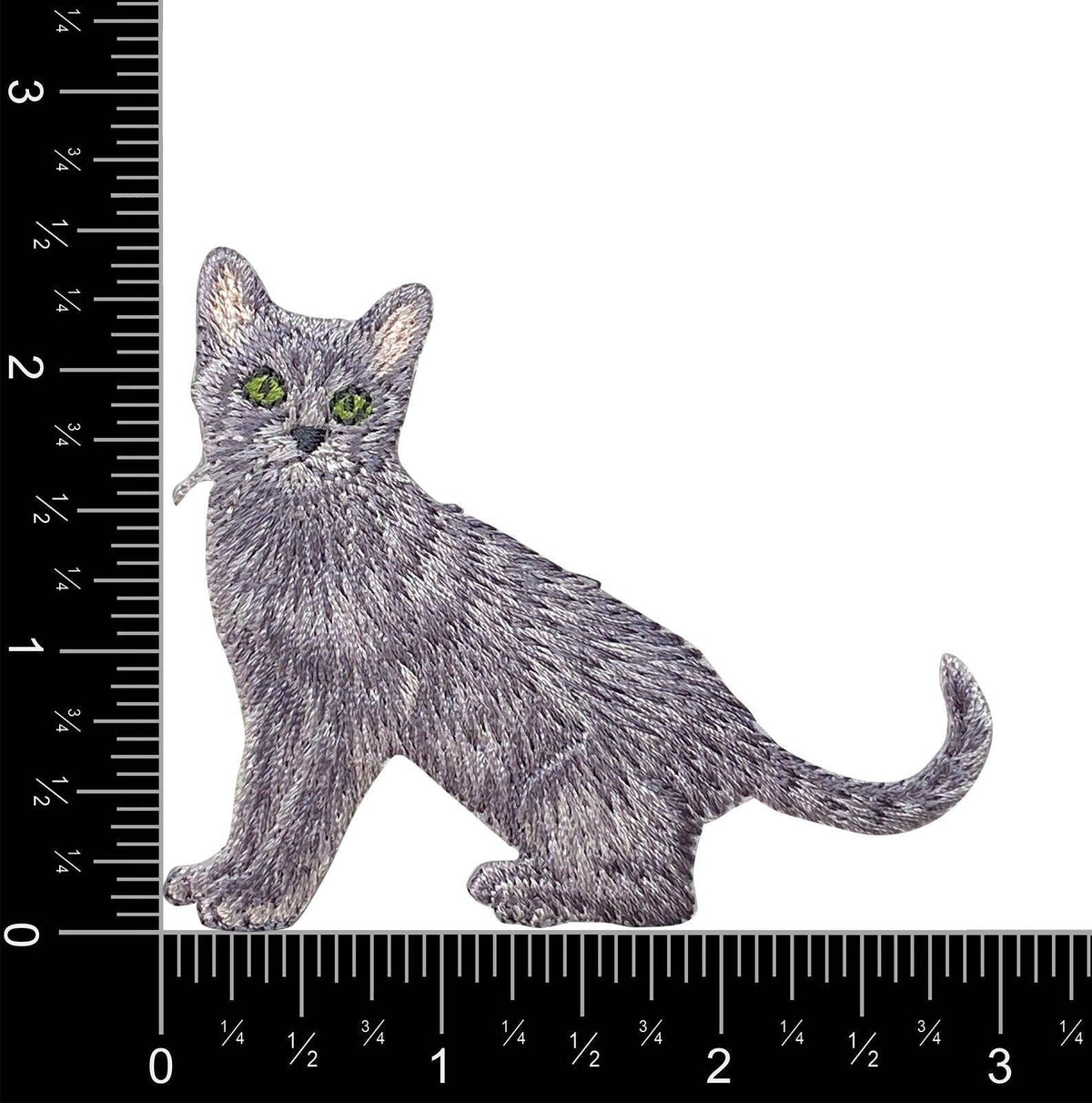 Realistic Gray Cat - Embroidered Iron on Patch