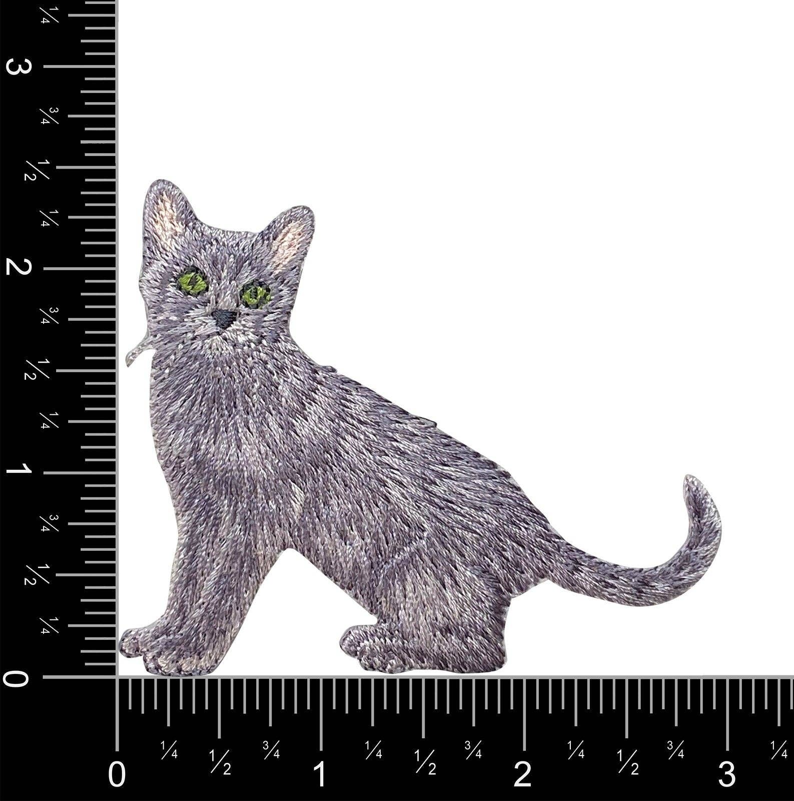 Realistic Gray Cat - Embroidered Iron on Patch