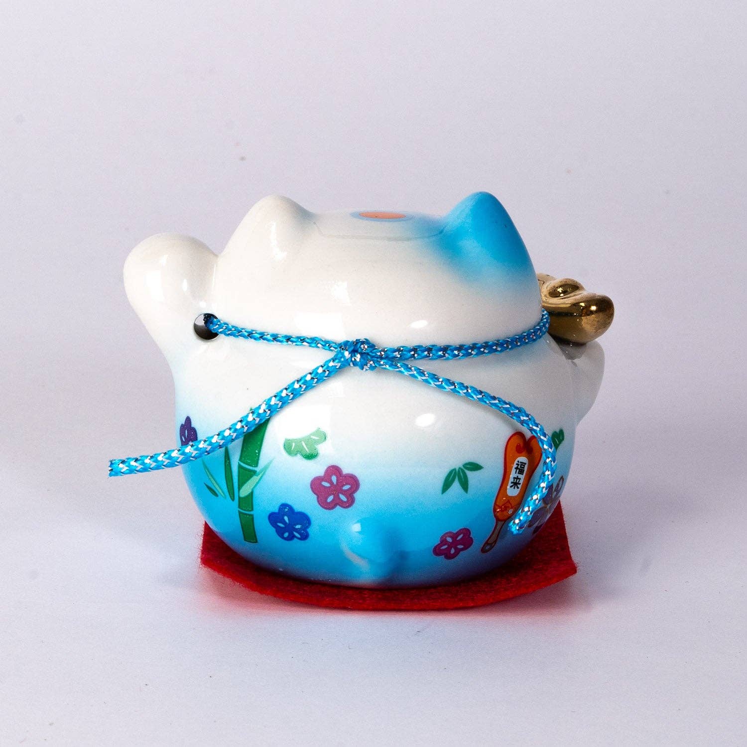 Blue and White Lucky Cat - Ceramic Figurine