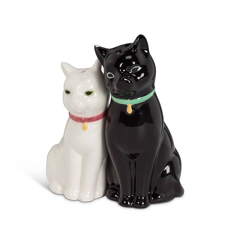 White and Black Cuddling Cat - Salt & Pepper Shaker Set