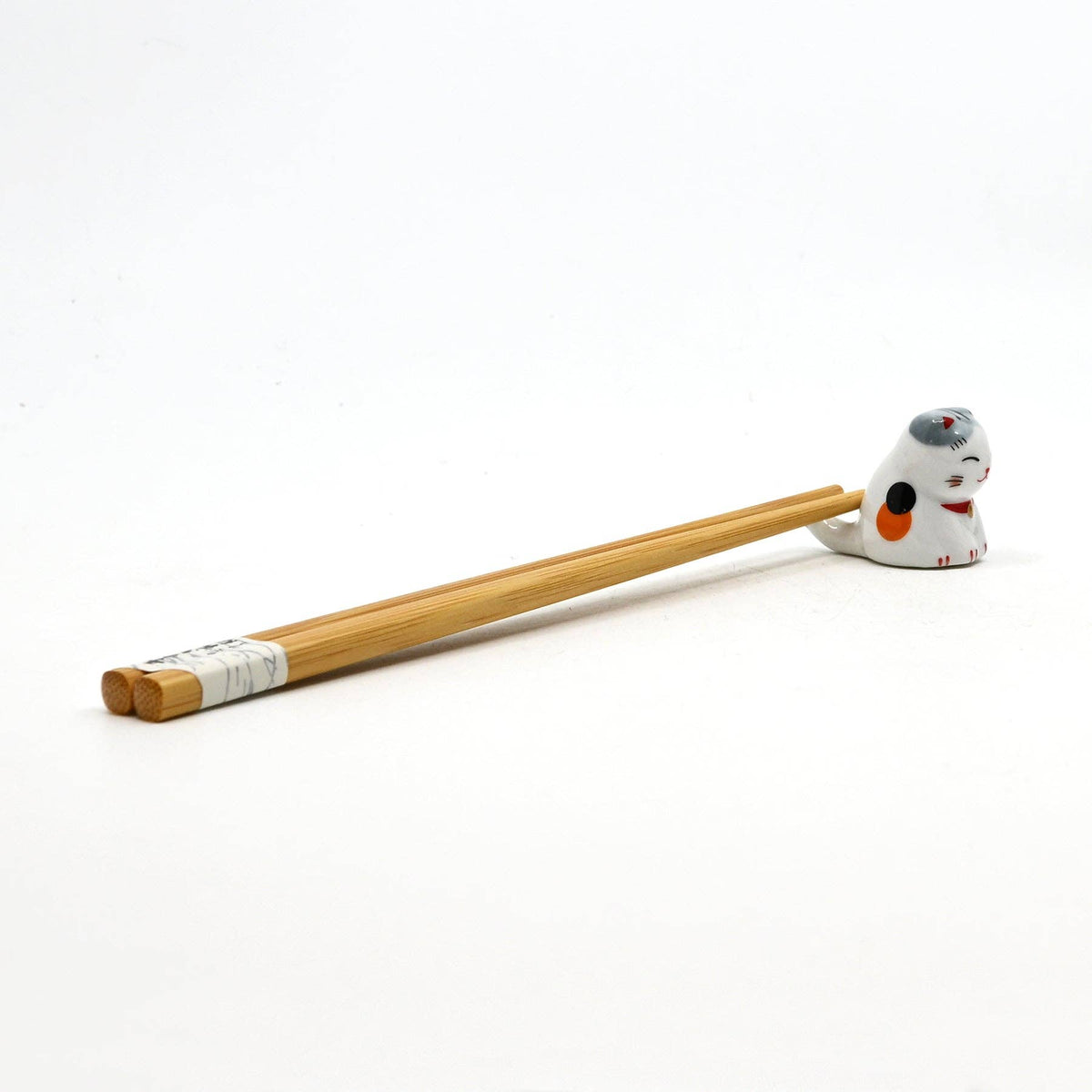 Gray and White Lucky Cat - Chopsticks Rest