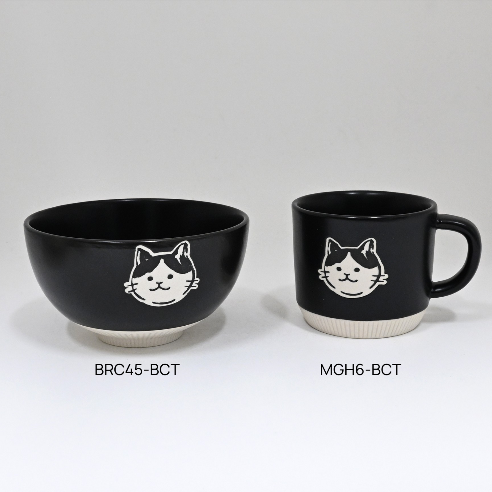 Black and White Cat - Black - Porcelain Rice Bowl