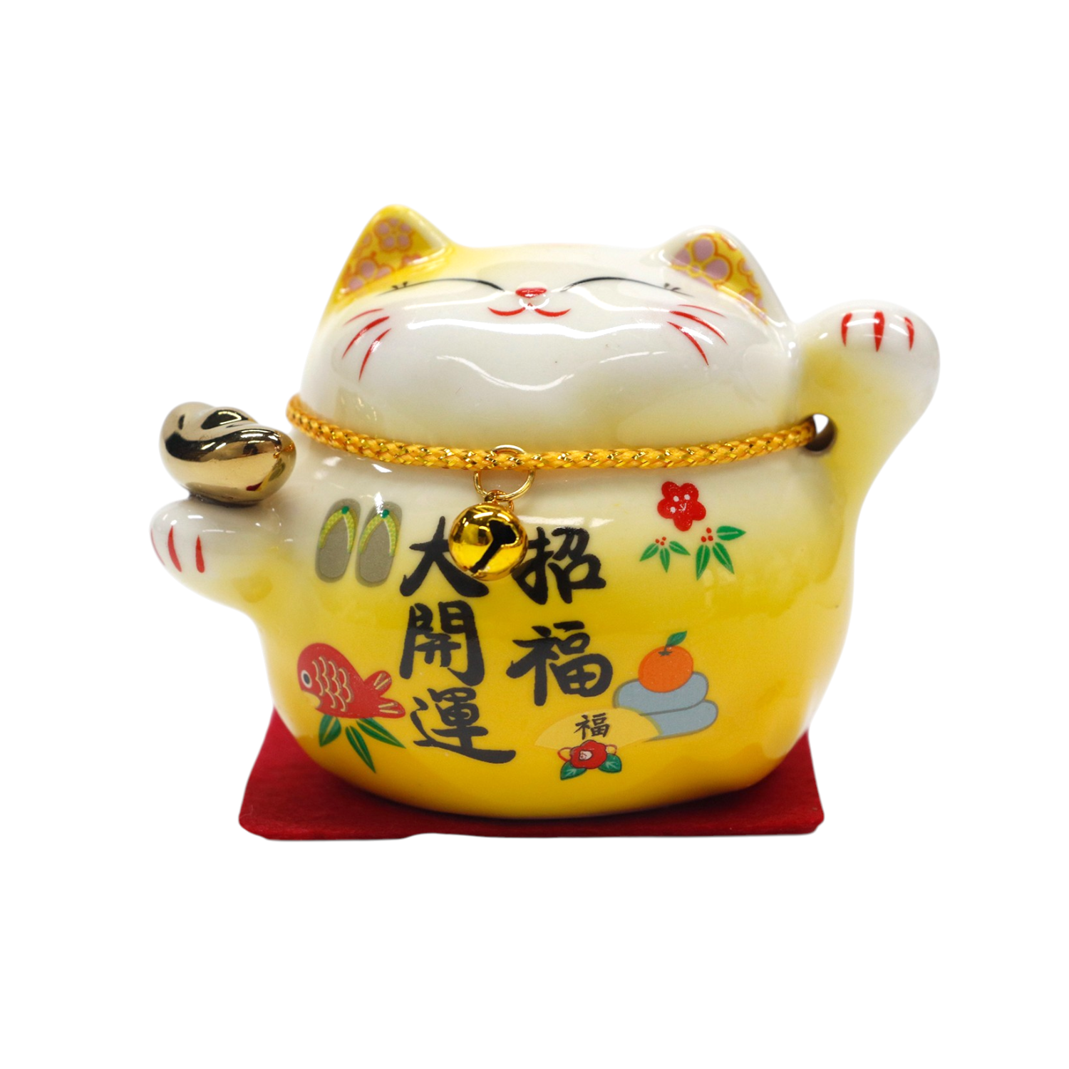 Lucky Cat Yellow - Ceramic Figurine