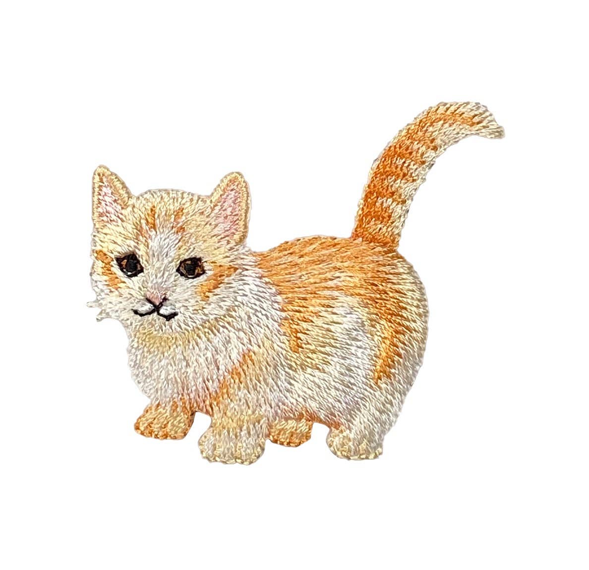 Orange and White Tabby Kitty Cat - Embroidered Iron on Patch