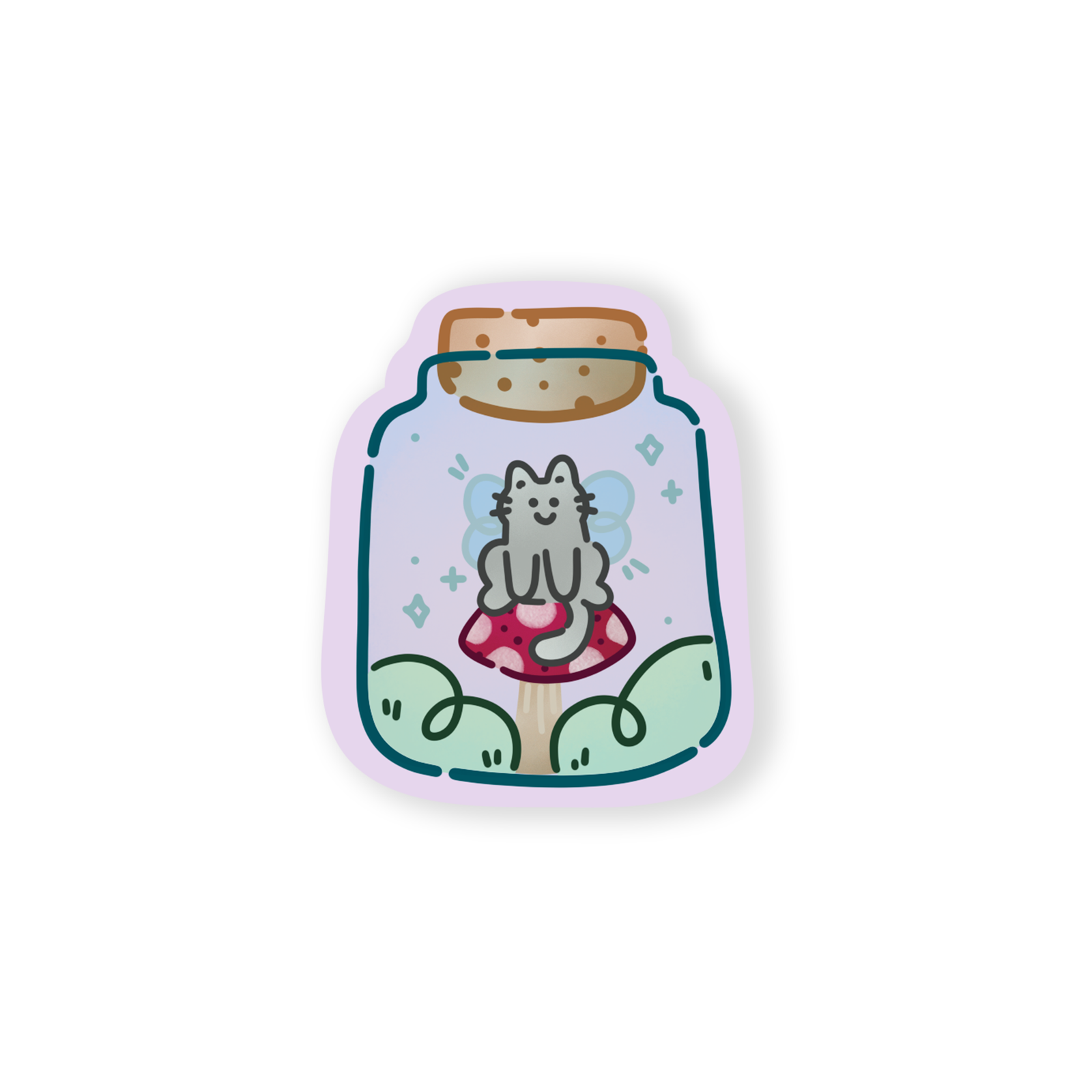 Kitty Fairy Jar - Die Cut Sticker