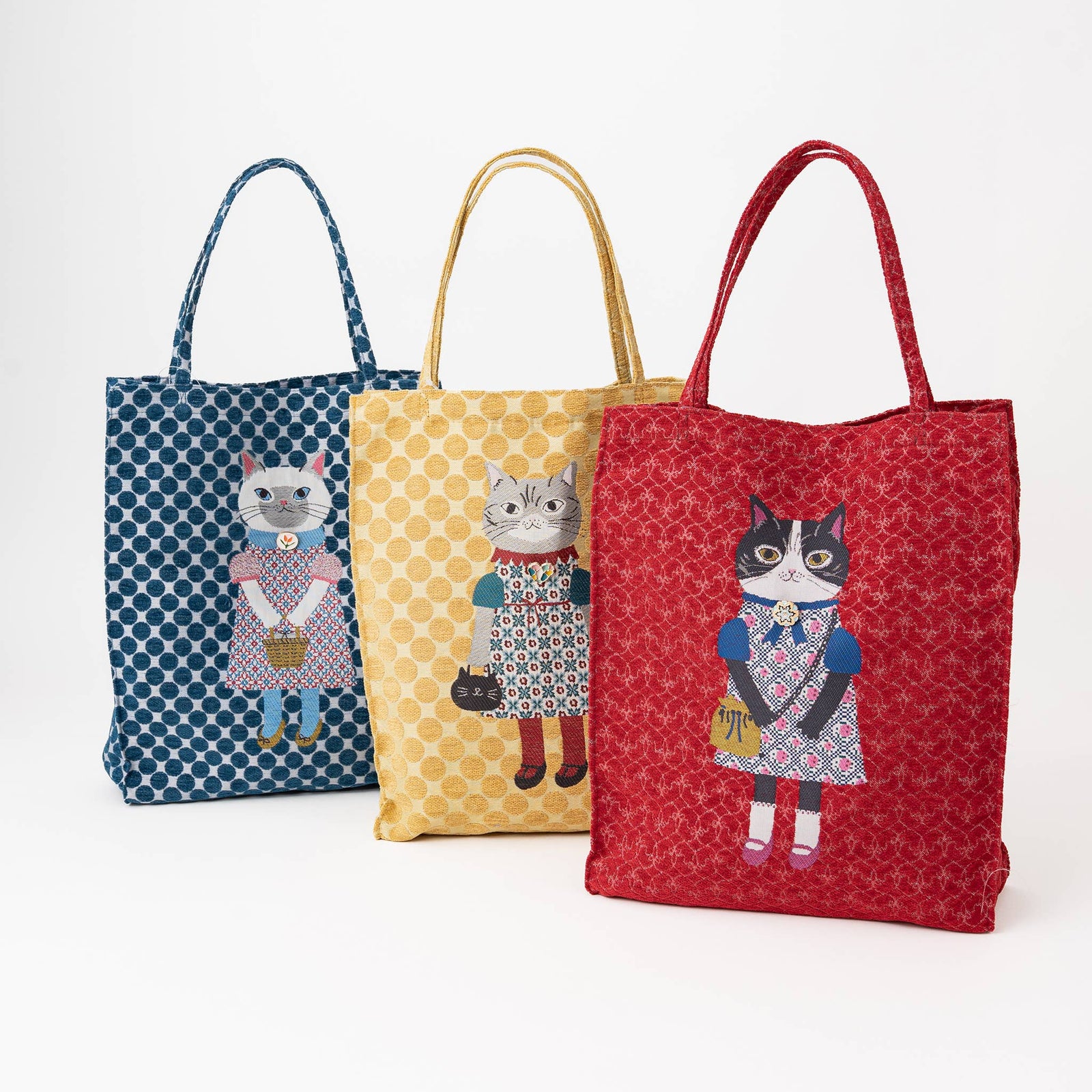 Tuxedo Kusuguru - Red Jacquard Tote Bag