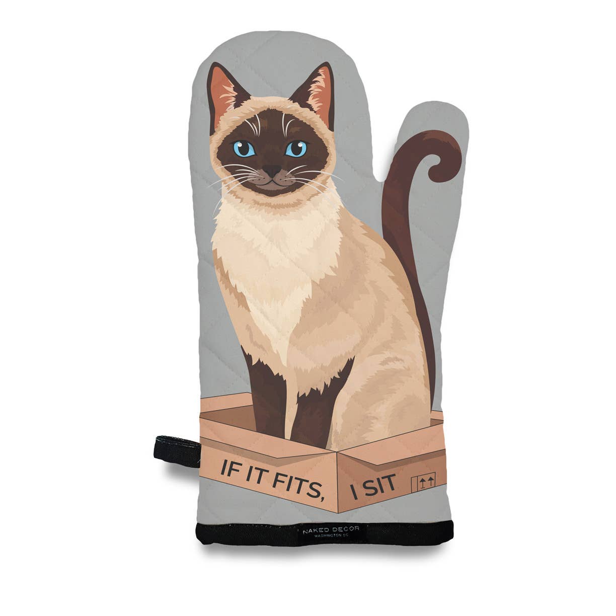 Siamese Kitty Cat - If It Fits, I Sit - Oven Mitt  