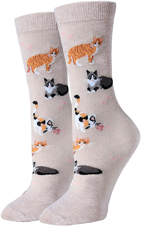 Kitten Around - Jade - Crew Socks S/M