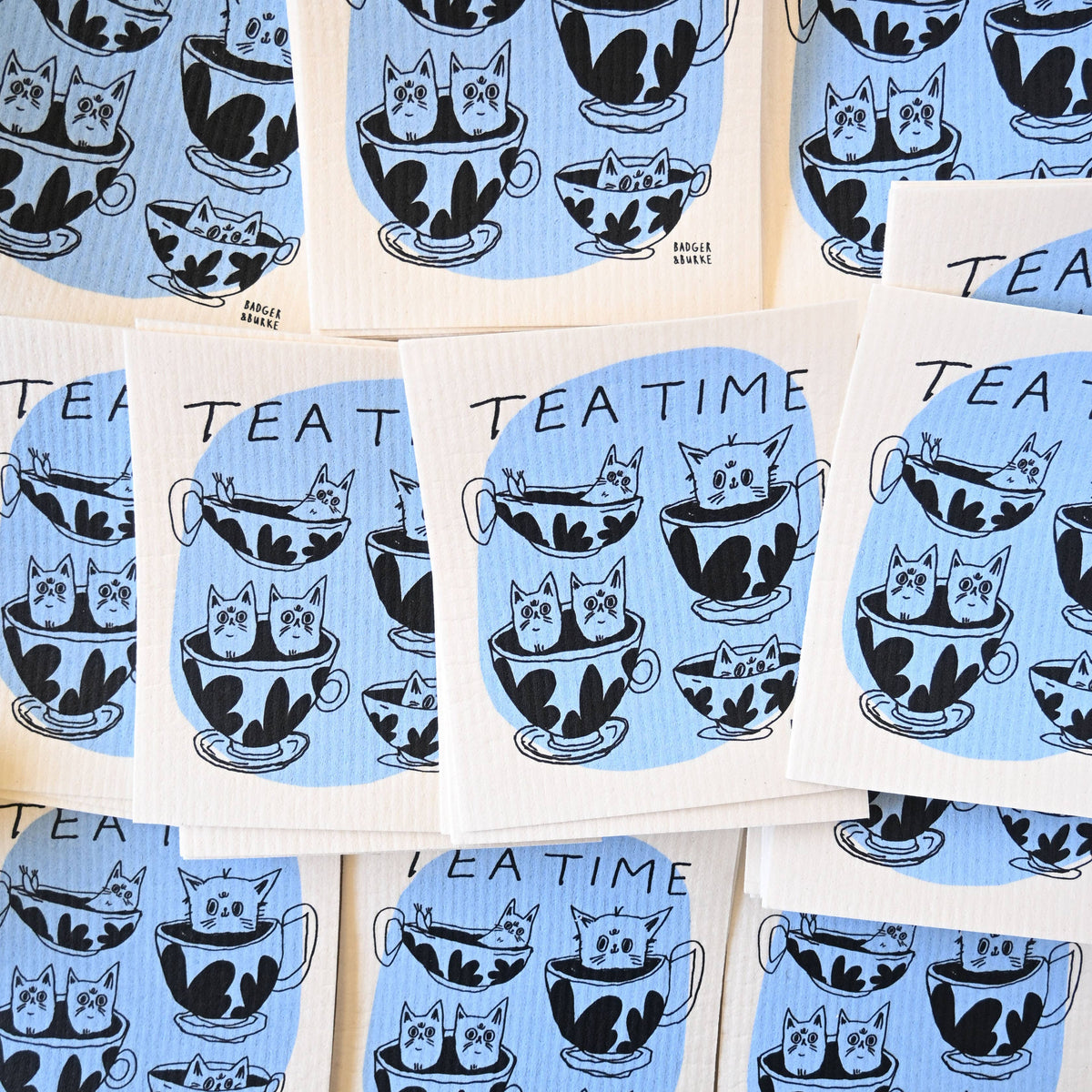 Tea Time - Sponge Cloth / Swedish Dishcloth