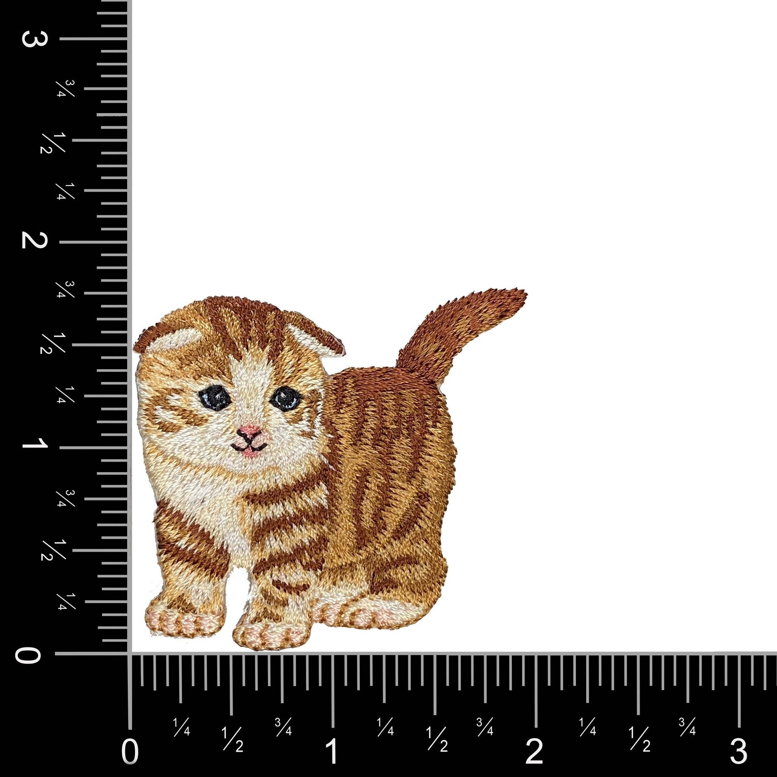 Scottish Fold Orange Tabby Cat - Embroidered Iron on Patch