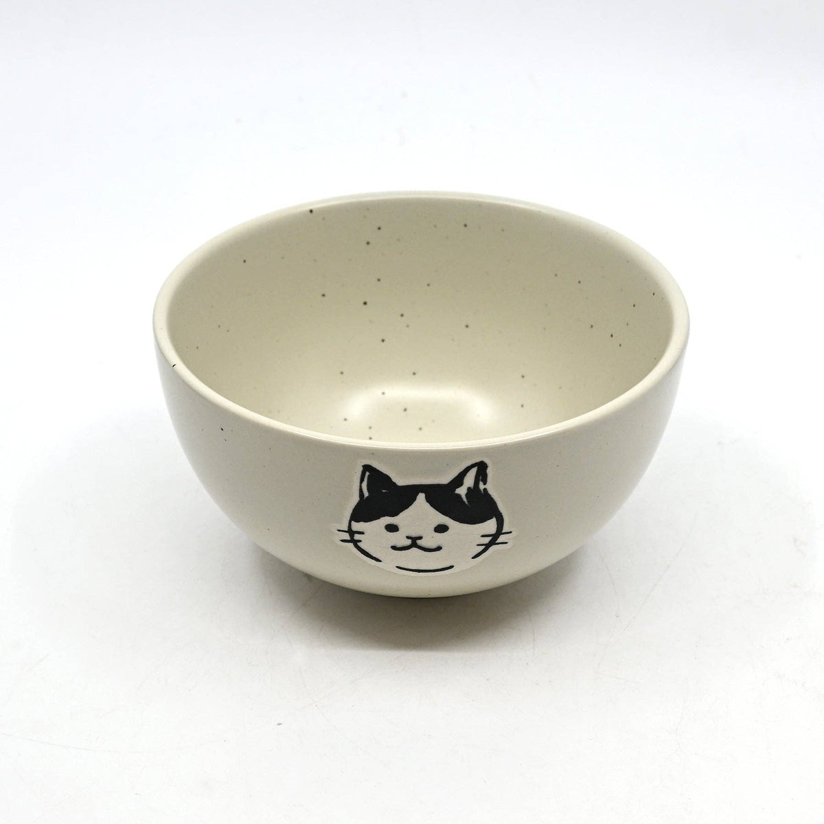 Black and White Cat Design - White - Porcelain Rice Bowl