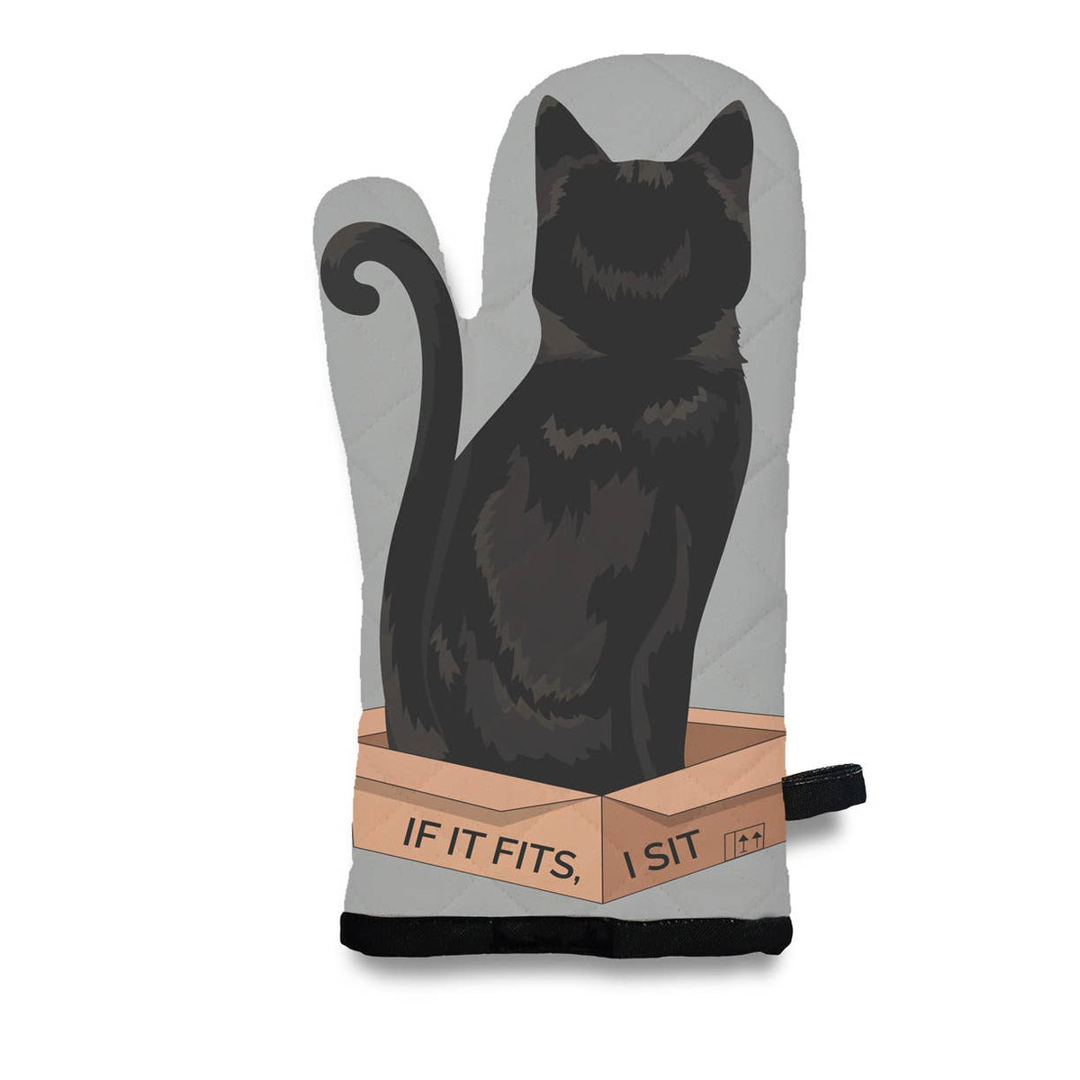 Black Cat, If It Fits, I Sit - Oven Mitt 