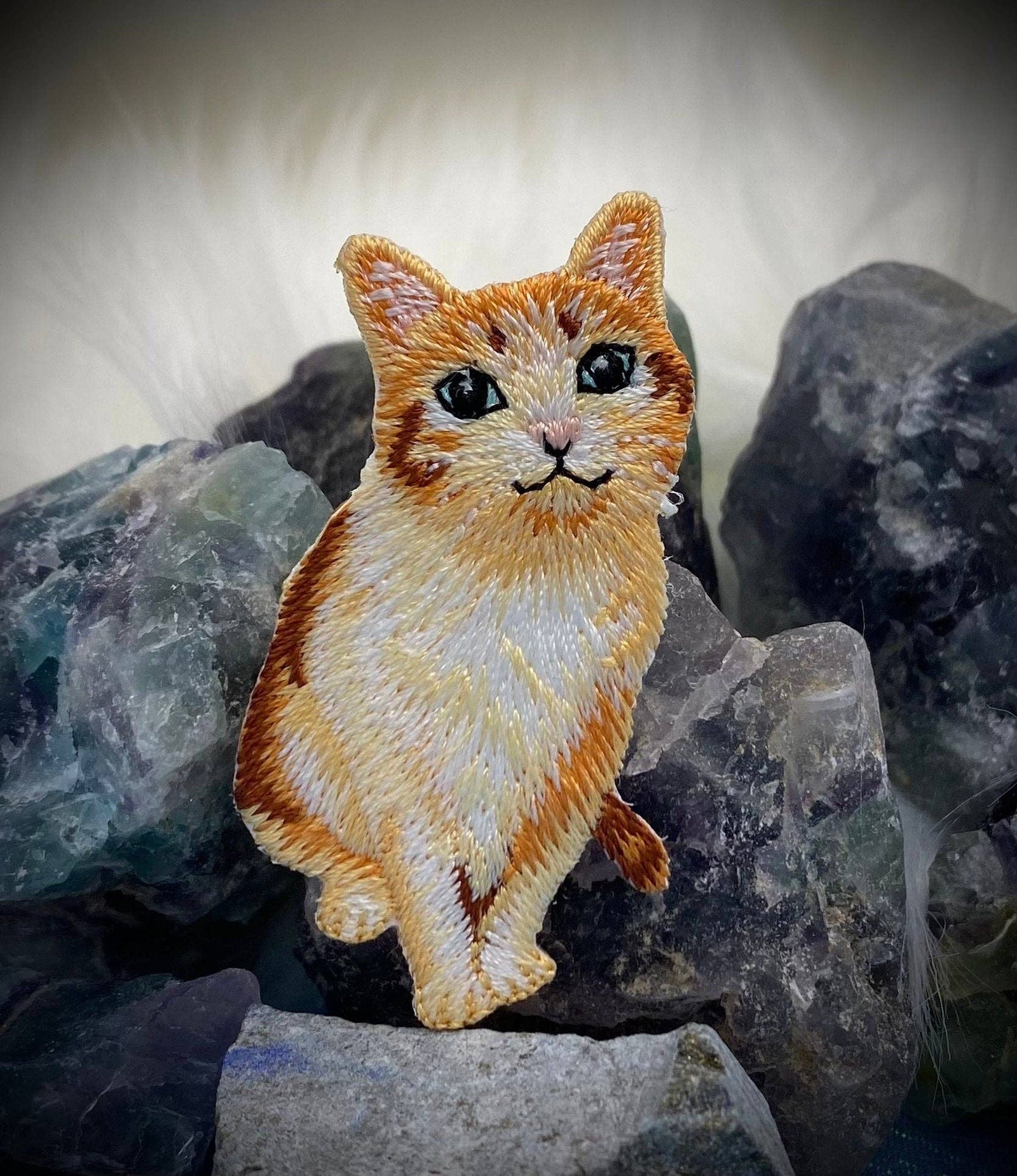 Realistic Orange Tabby Cat - Embroidered Iron on Patch