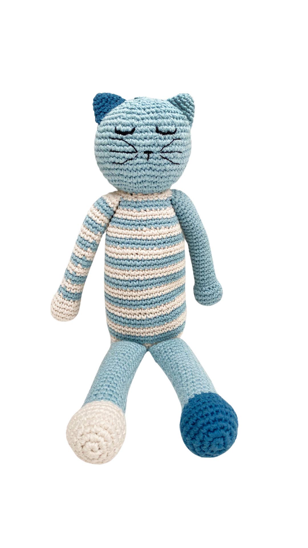 Blue Sleeping Kitten - Knitted Cotton Plush