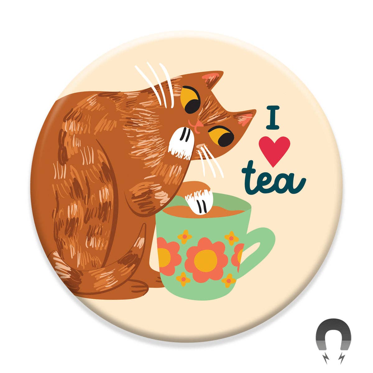 I Heart Tea Cat With Teacup - Magnet