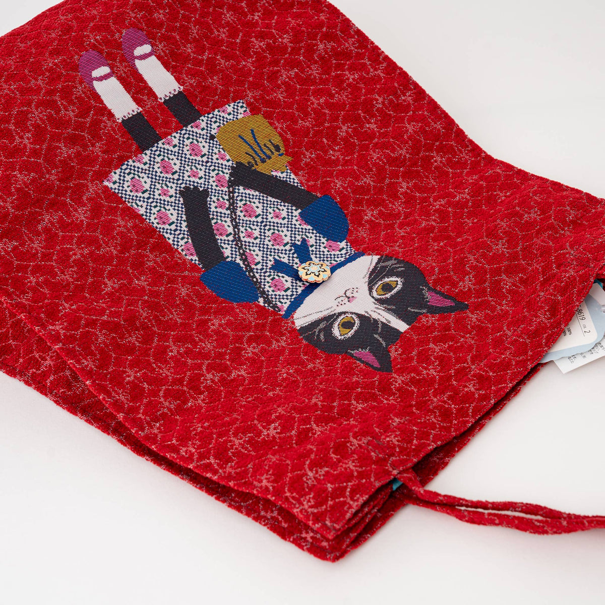 Tuxedo Kusuguru - Red Jacquard Tote Bag