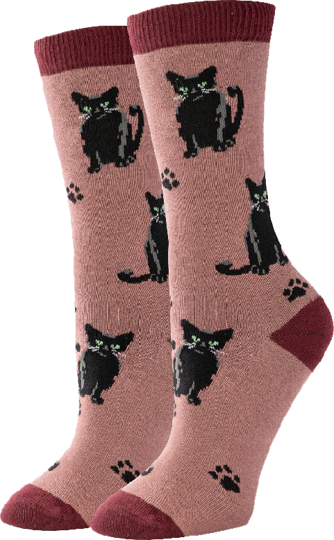 Black Cat - Mauve - Crew Socks S/M