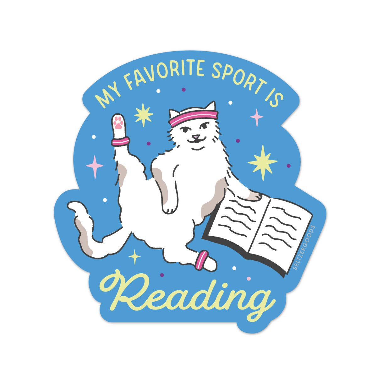 Reading Sport Cat - Die Cut Sticker