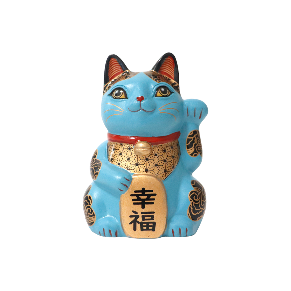 Happineko Lucky Cat Blue Happiness - Figurine