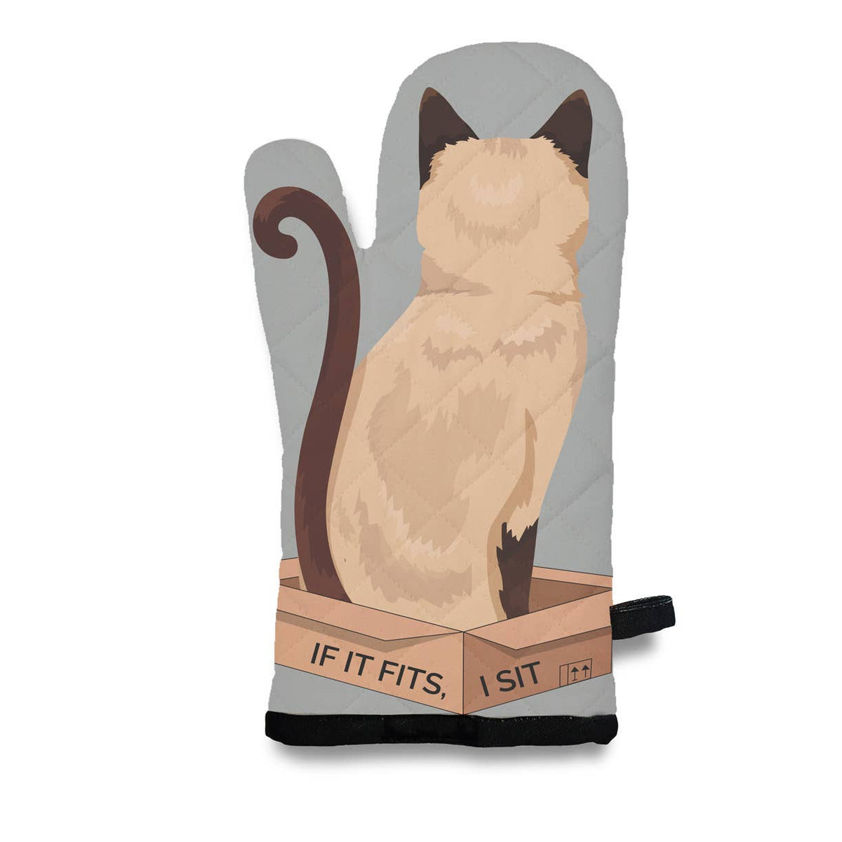 Siamese Kitty Cat - If It Fits, I Sit - Oven Mitt  