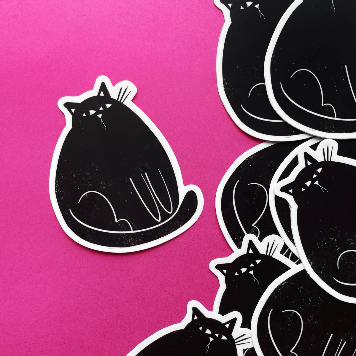 Chonky Black Cat - Die Cut Sticker