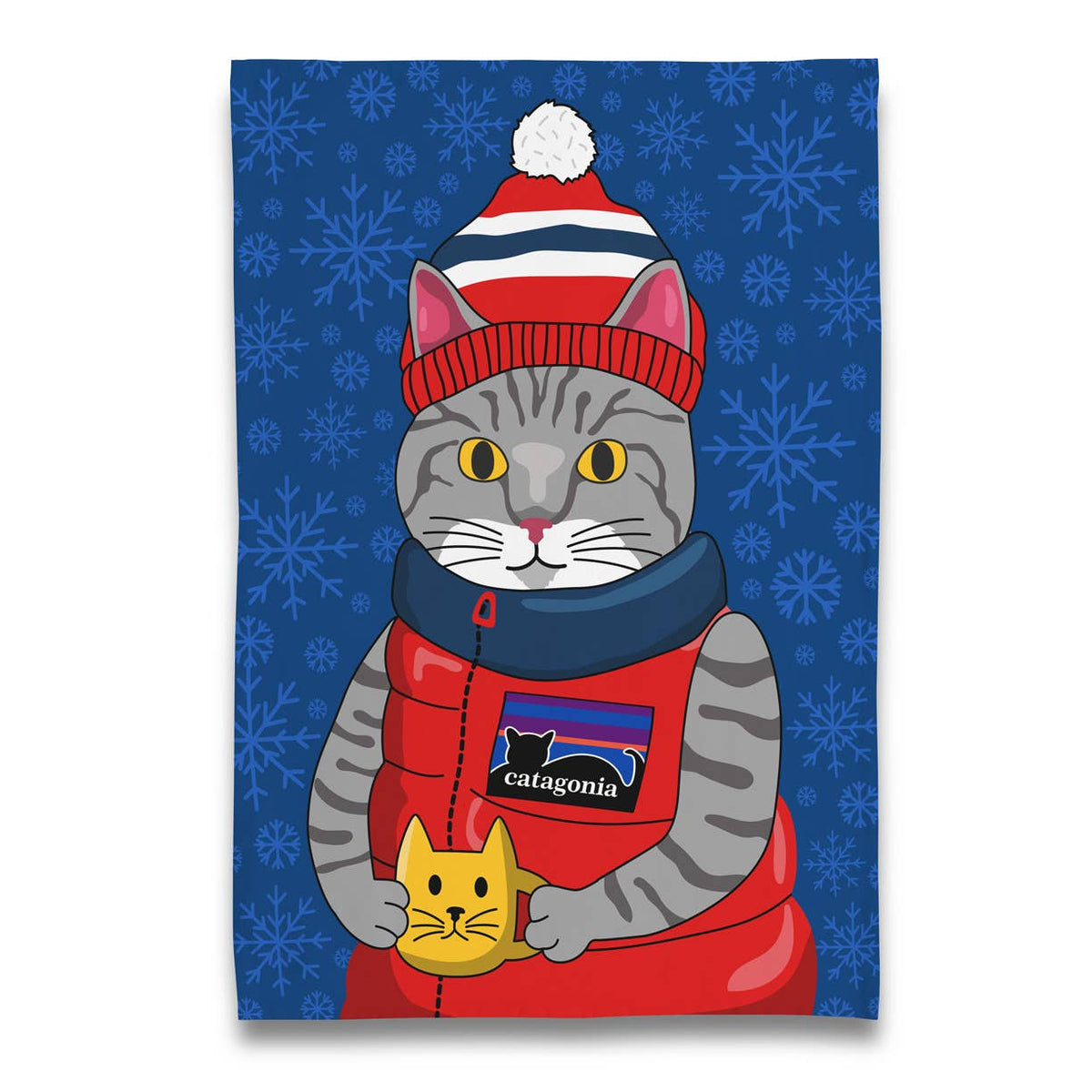 Catagonia Gray Tabby Kitty Cat - Tea Towel   