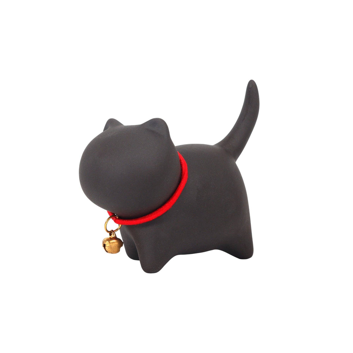 Zisha Purple Clay Standing Cat with Collar - Tea Pet Figurine