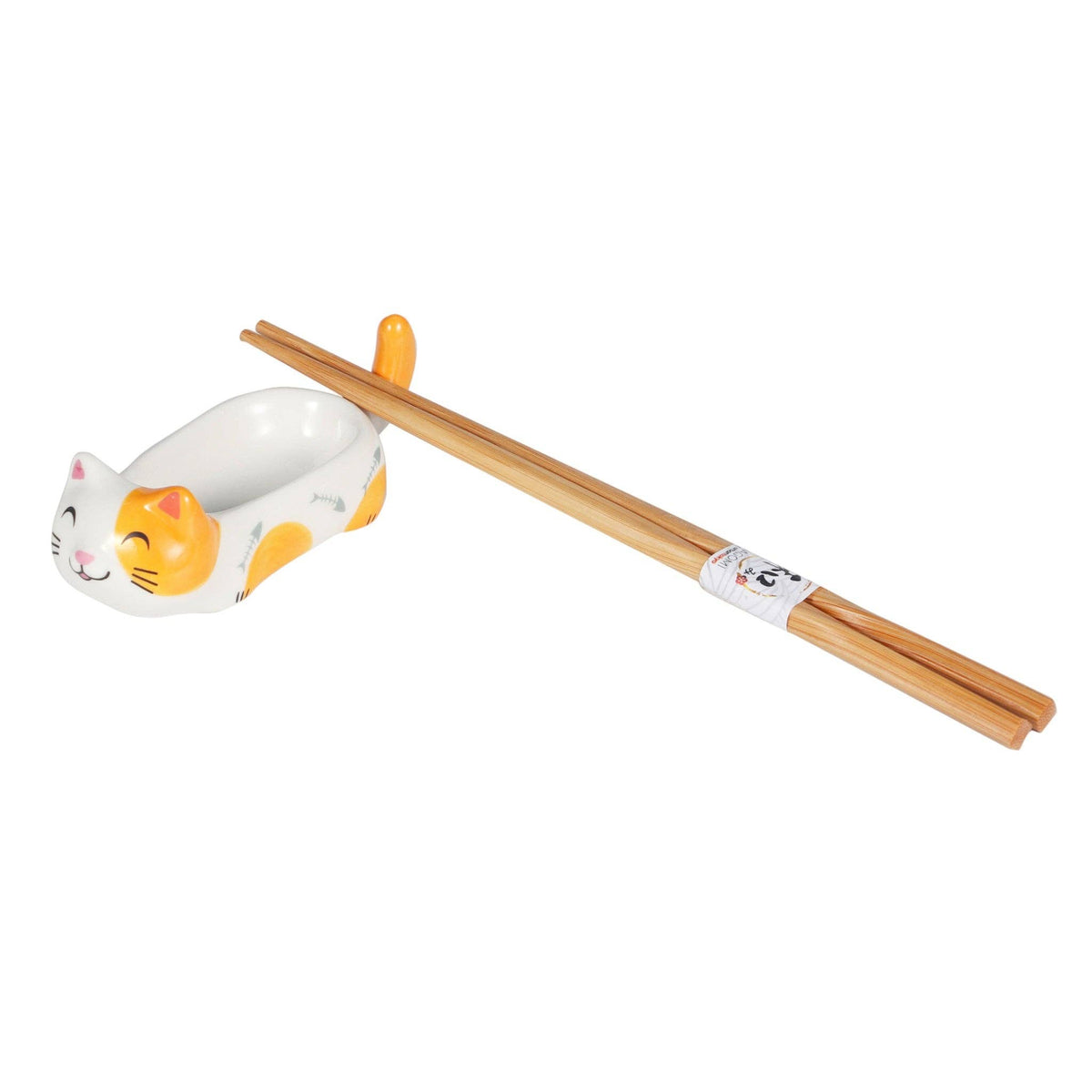 Orange and White Cat - Sauce Dish and Chopsticks Rest
