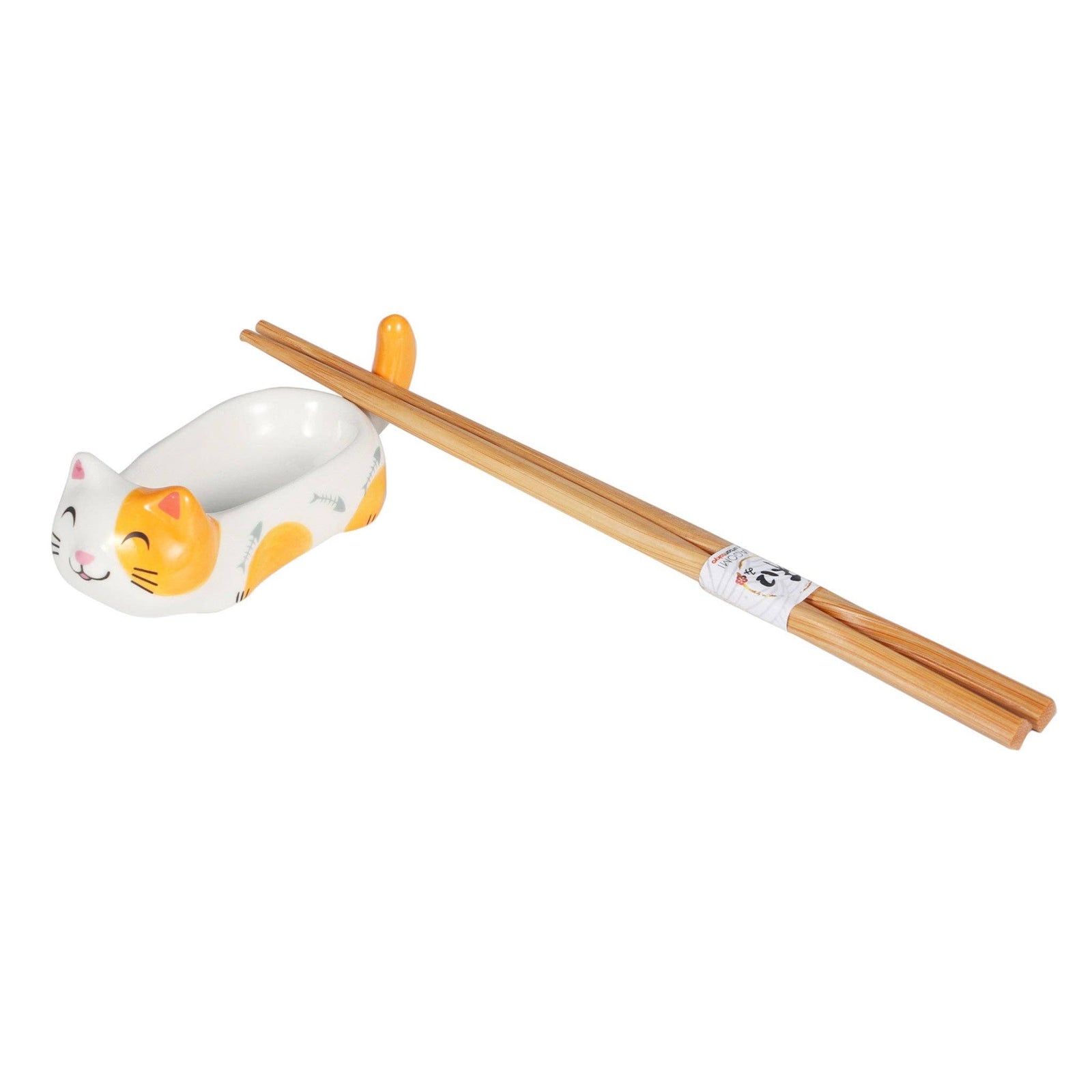 Orange and White Cat - Sauce Dish and Chopsticks Rest