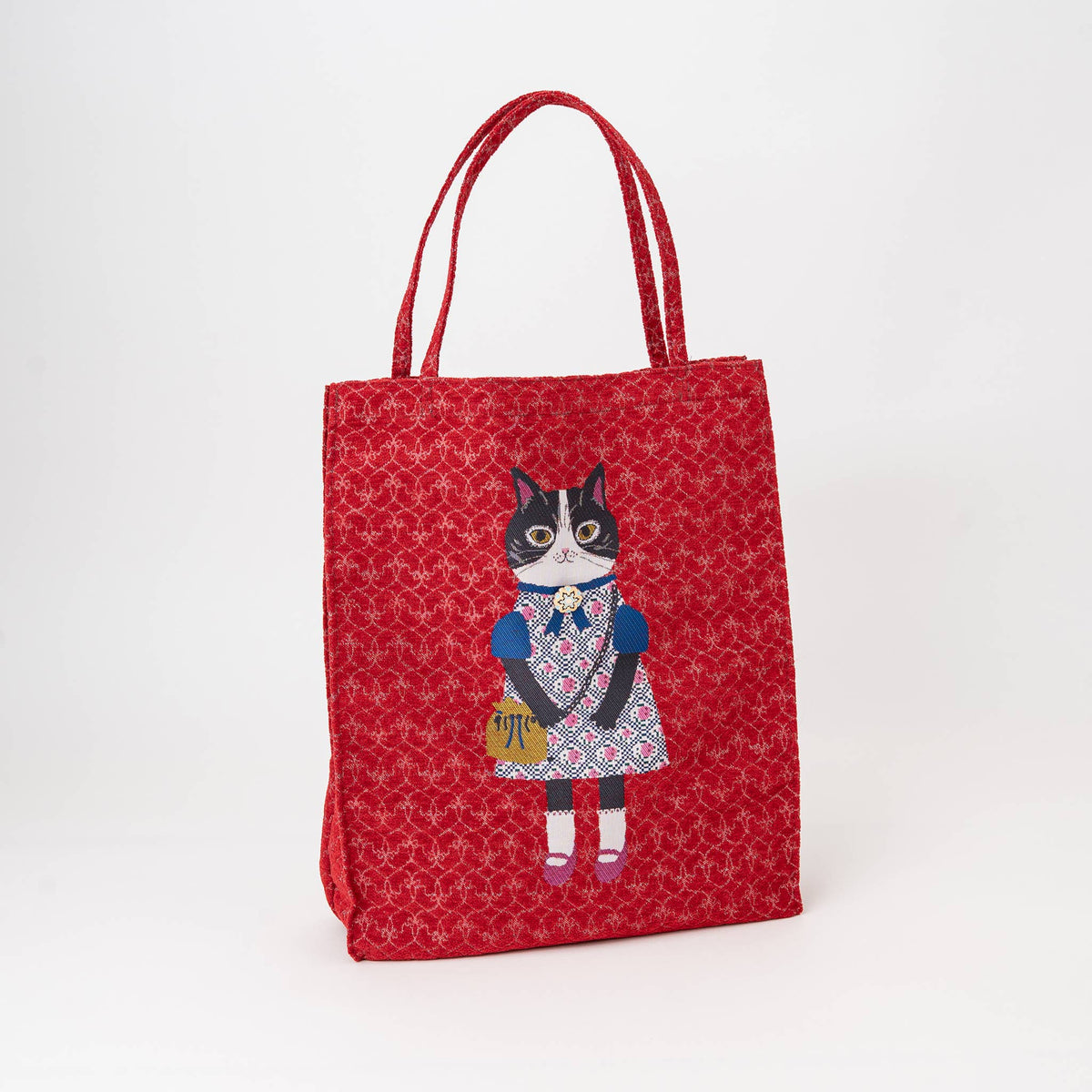 Tuxedo Kusuguru - Red Jacquard Tote Bag