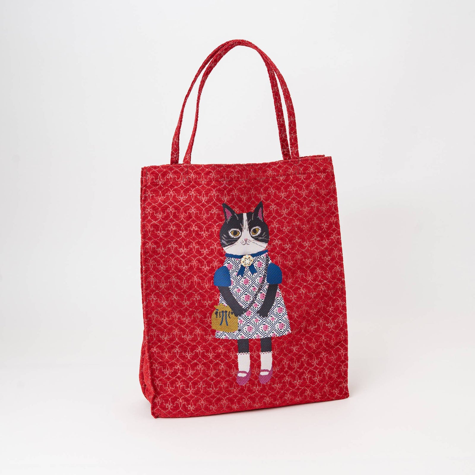 Tuxedo Kusuguru - Red Jacquard Tote Bag