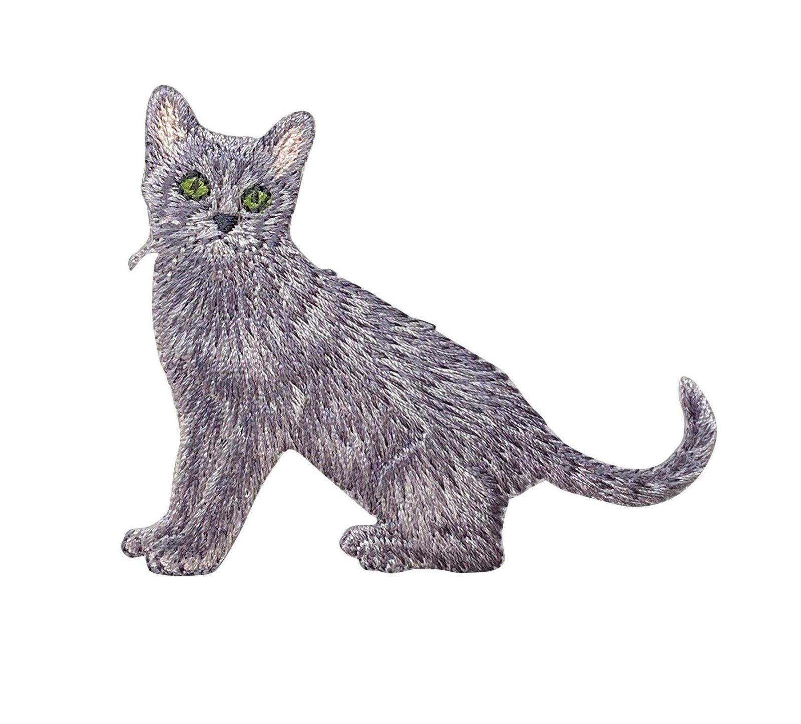 Realistic Gray Cat - Embroidered Iron on Patch