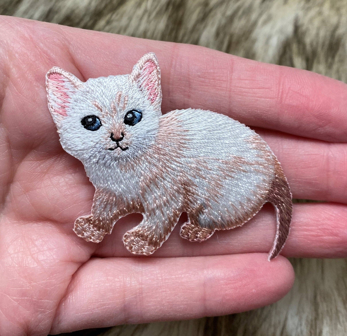 White Kitten - Embroidered Iron-on Patch