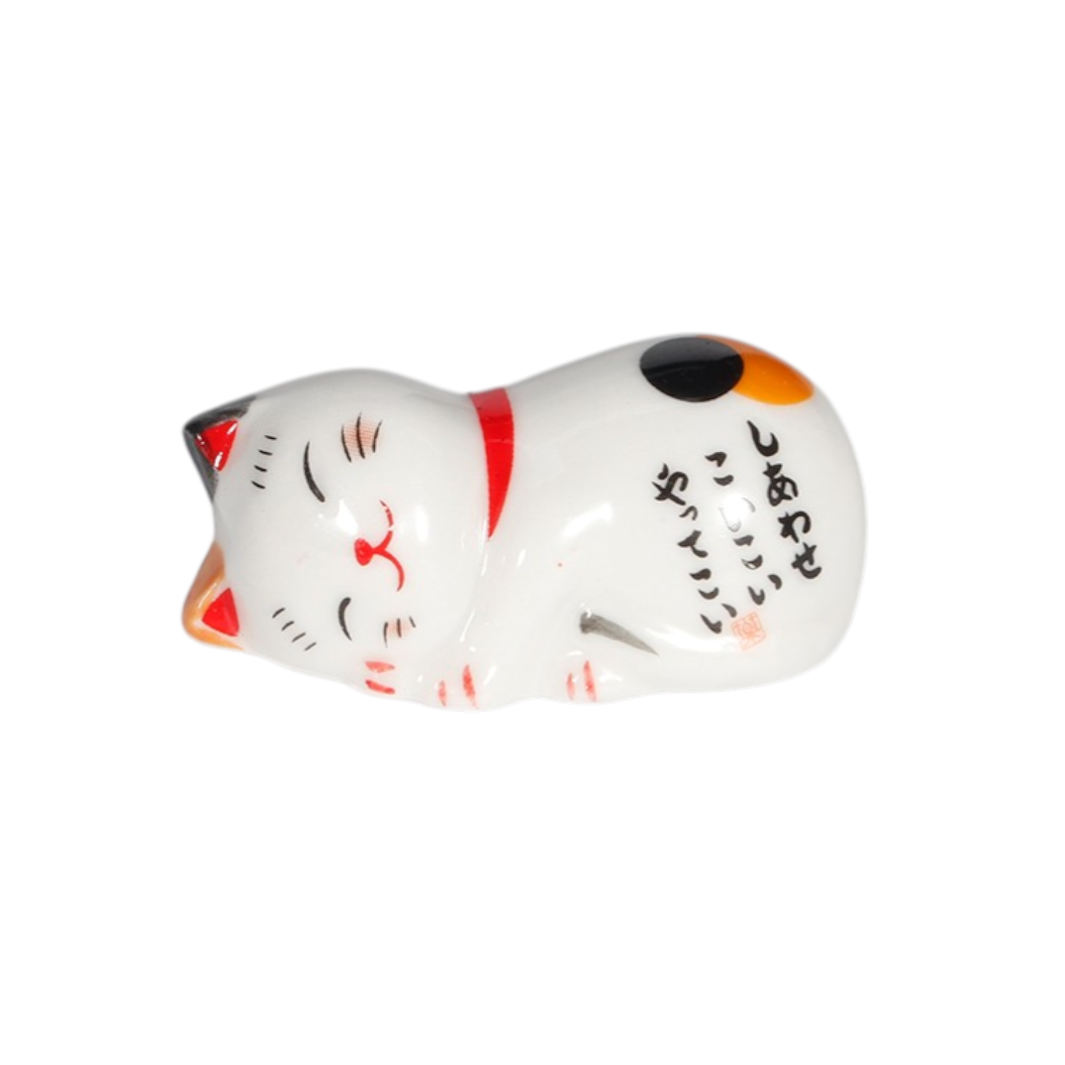 Sleeping Lucky Cat -  Porcelain Chopstick Rest