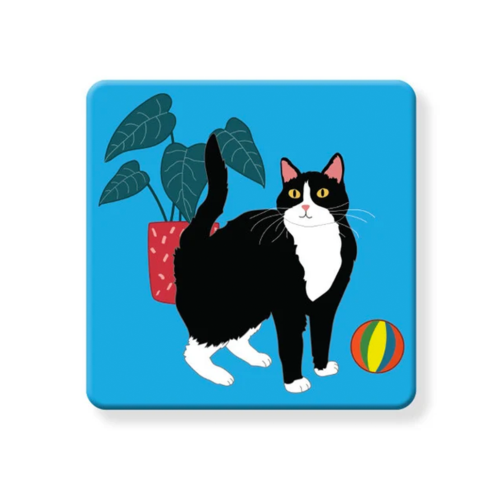 At Home With Tuxedo Cat - Cork Coaster