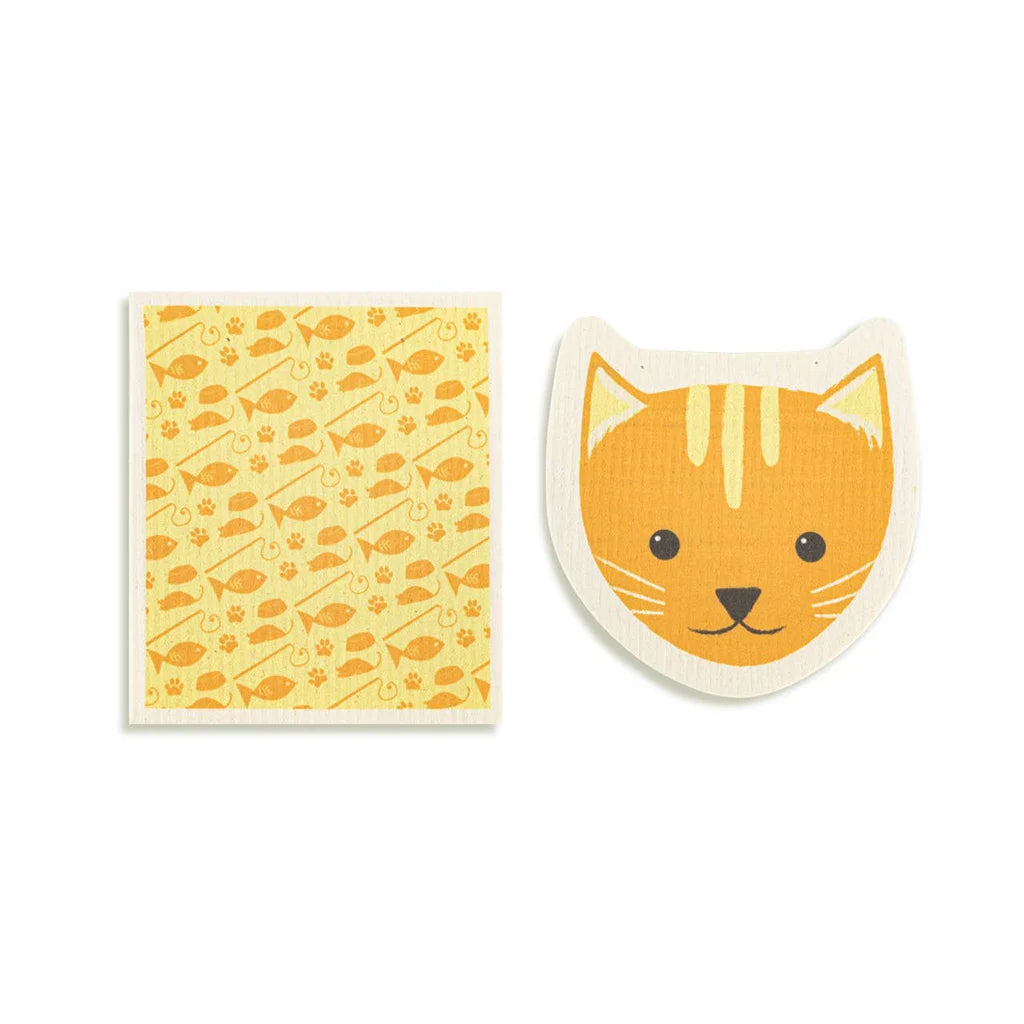 Cat Shaped Biodegradable Dish Cloths - Set of 2