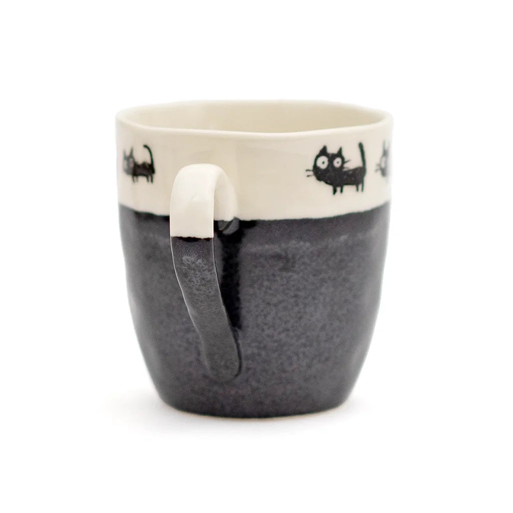 Black Cats - Handmade Mino Ware Ceramic Mug