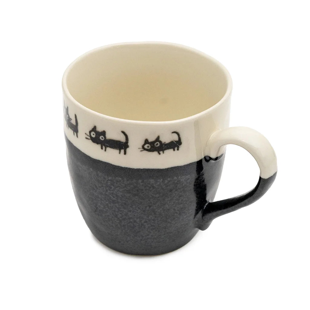 Black Cats - Handmade Mino Ware Ceramic Mug
