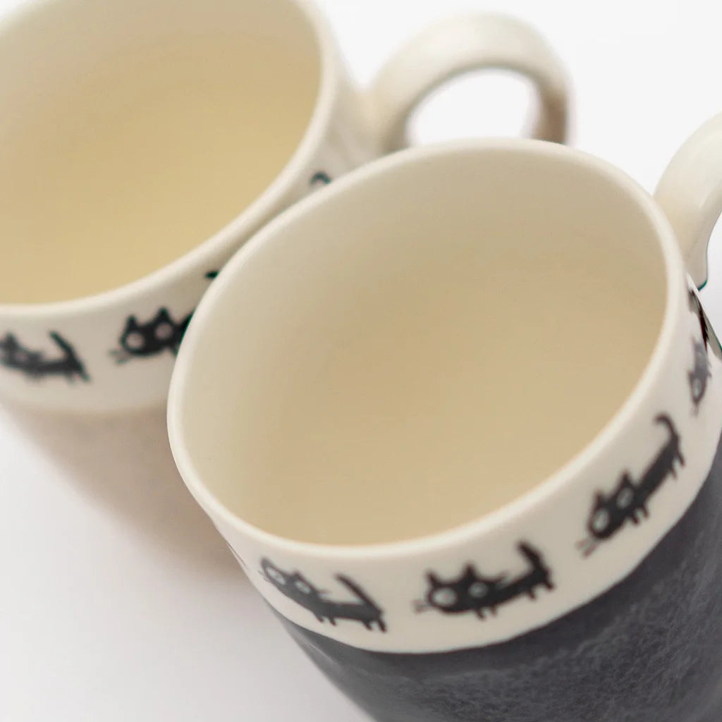 Black Cats - Handmade Mino Ware Ceramic Mug