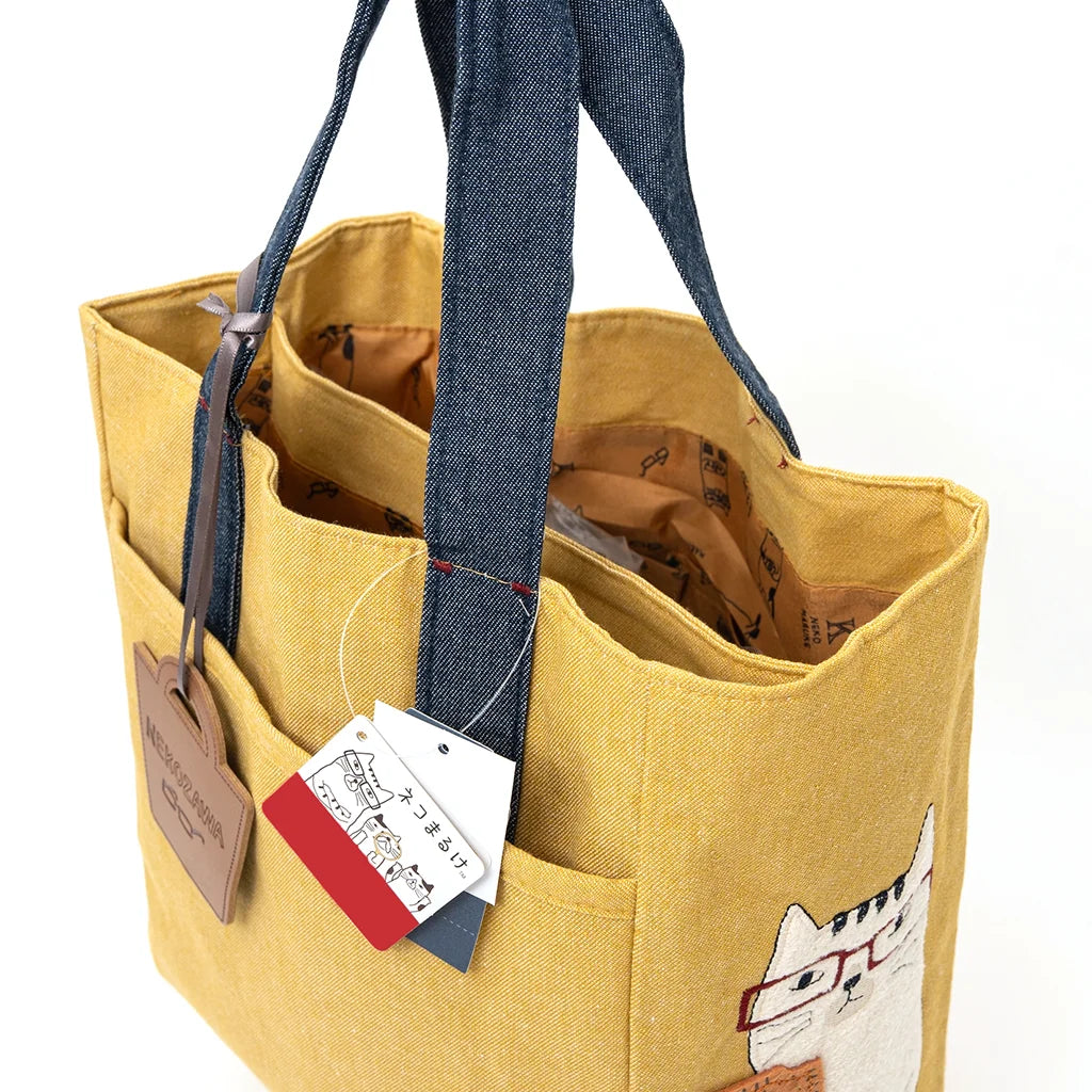 Butter Cookie Cat - Embroidered Fabric Small Tote Bag