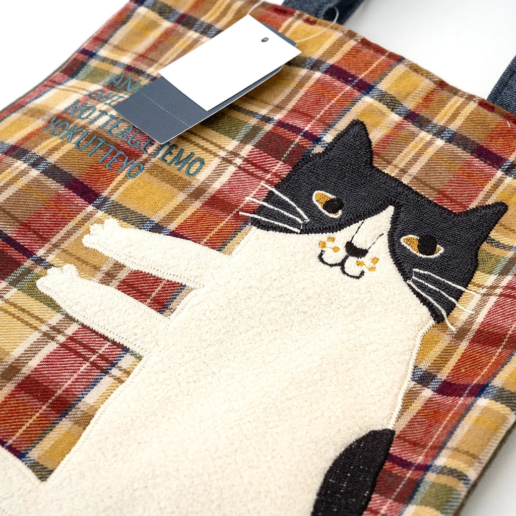 Kusuguru Japan Nago Cat - Embroidered Small Tote - Red