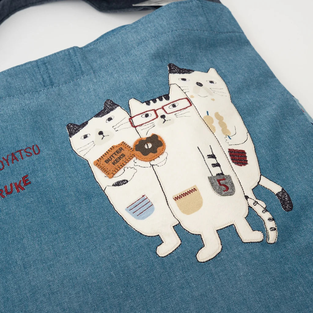 Three Cats - Embroidered Large Tote Bag