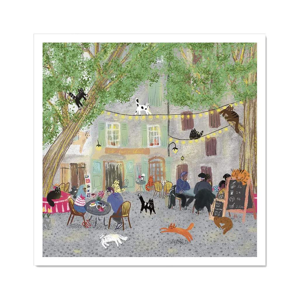 Cats at Restaurant Le Petit Chat - Art Print